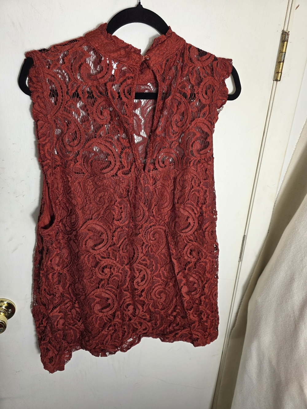HALO Crochet Lined Sleeveless Top Plus Size 3X Red Rust - Picture 2 of 8